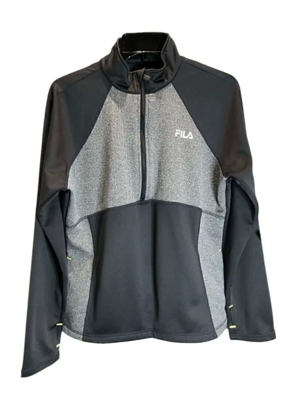 Fila quarter zip up sweater jacket two tone grey large